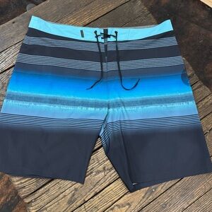 Hurley Blue Gradient Stripe Men's Swim Board Shorts Trunks Size 36
